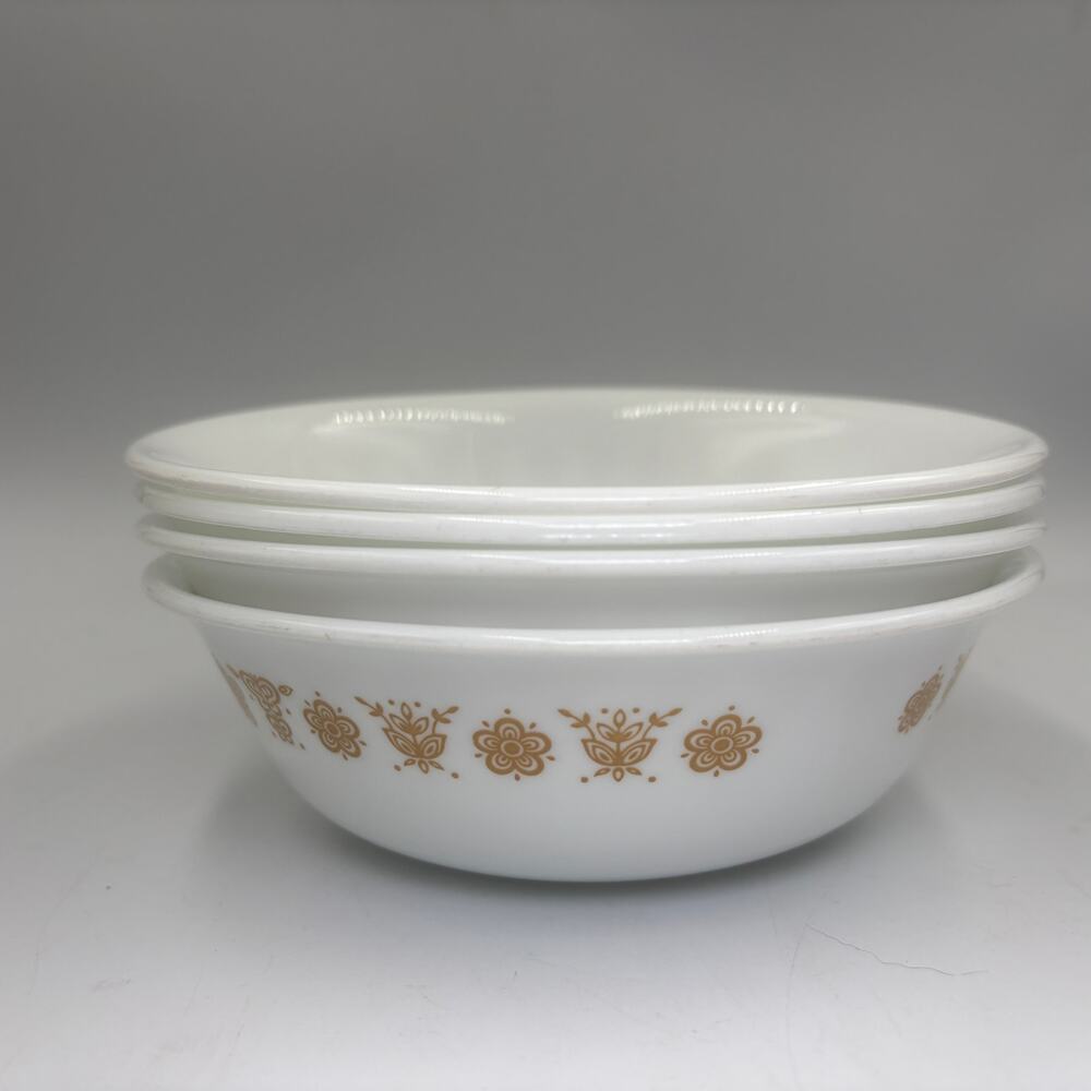 Vintage Corelle Butterfly Gold Cereal Soup Bowls Set of 4 Corning Floral
